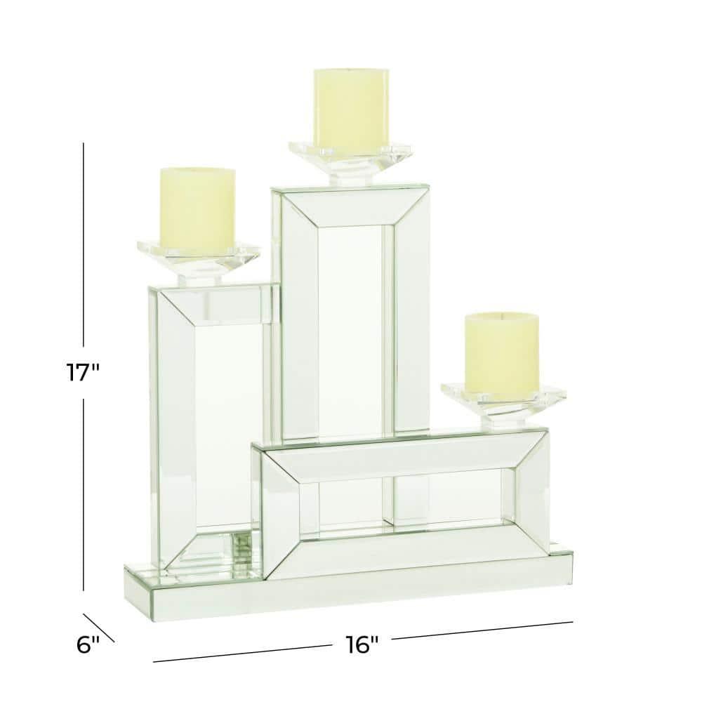 DecMode 3 Holder Silver Wood Candelabra