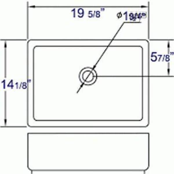 EAGO 14.125'' White Porcelain Rectangular Bathroom Sink with Overflow