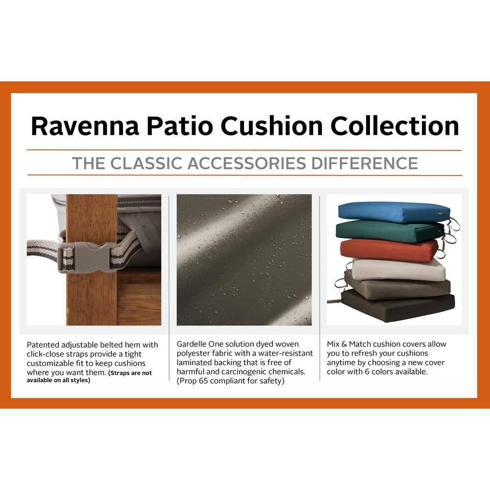19" x 19" x 3" Ravenna Water-Resistant Patio Seat Cushion Mushroom - Classic Accessories