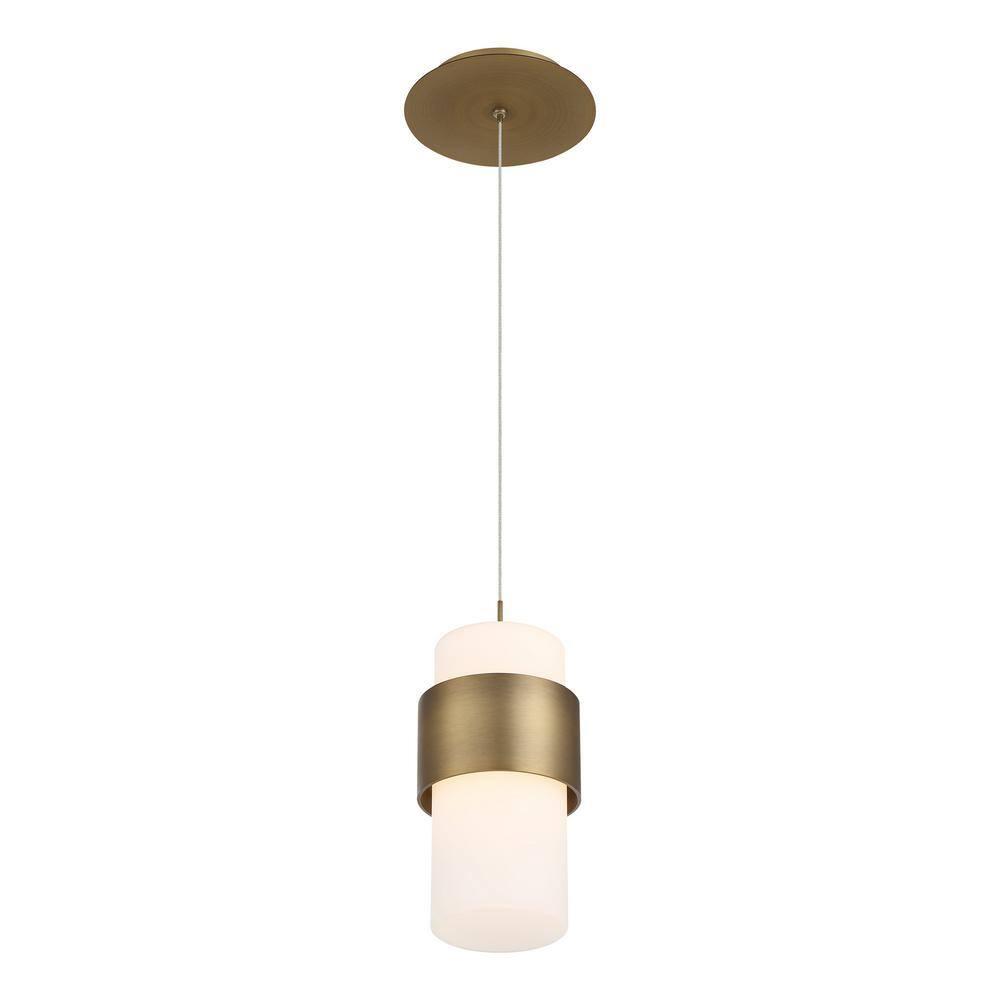 WAC Lighting Banded 9" LED 3000K Mid-Century Aluminum Pendant in Aged Brass
