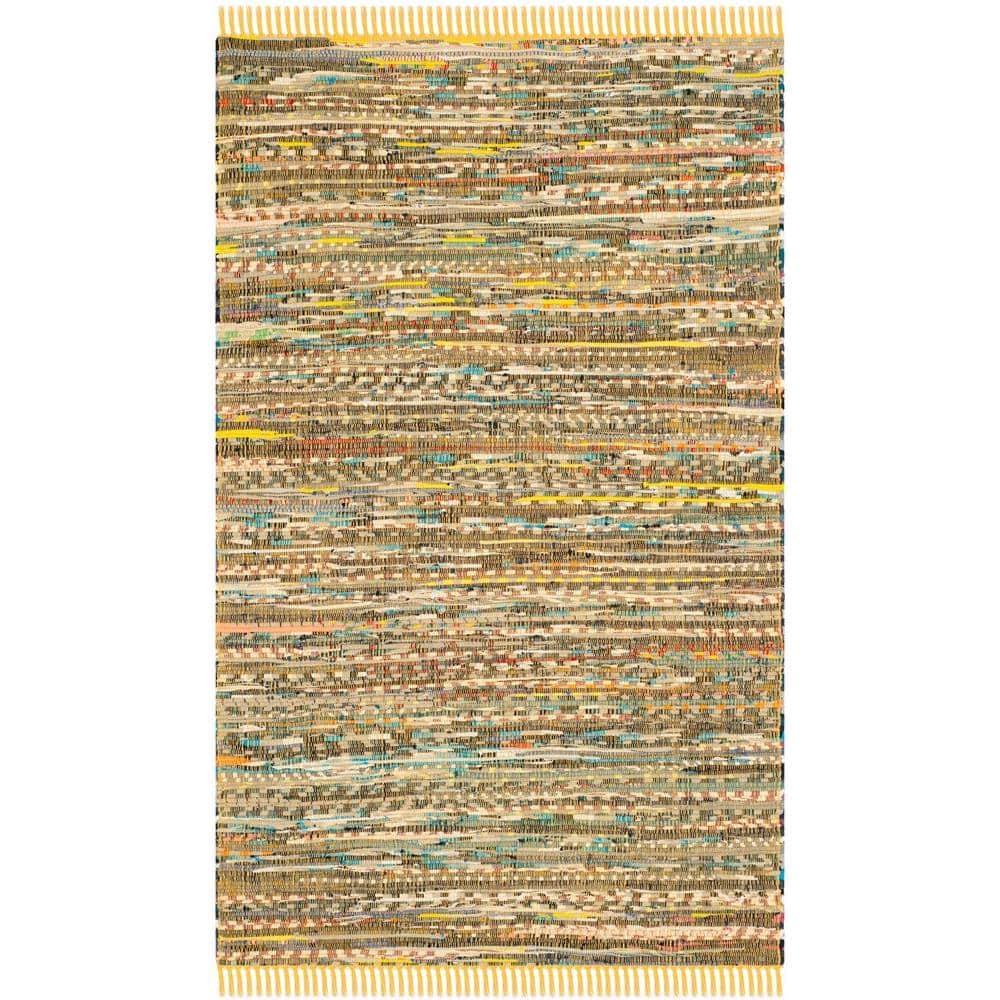 Rag Rug RAR121 Hand Woven Indoor Accent Rug - 3'x5' - Yellow/Multi - Safavieh
