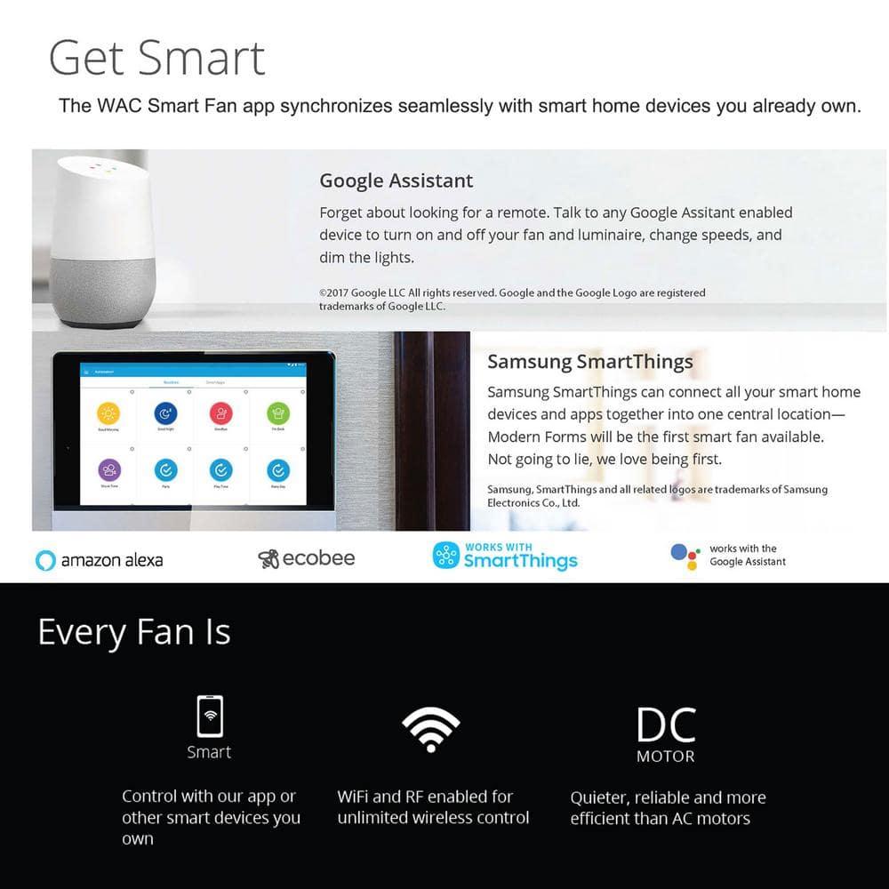 Odyssey 5- Blade Smart Flush Mount Ceiling Fan with Remote Control and LED Light Kit Included