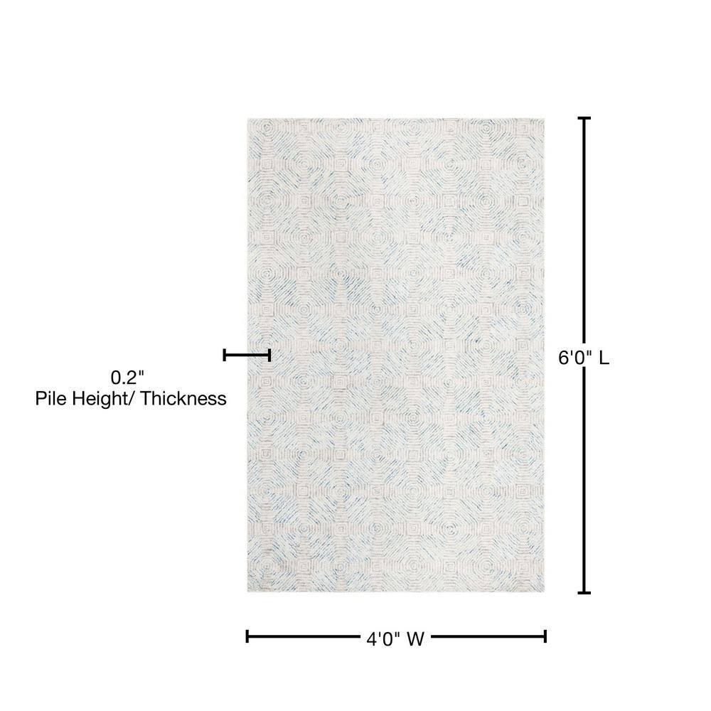 SAFAVIEH Abstract Qendro Geometric Area Rug, Ivory/Light Blue, 4' x 6'