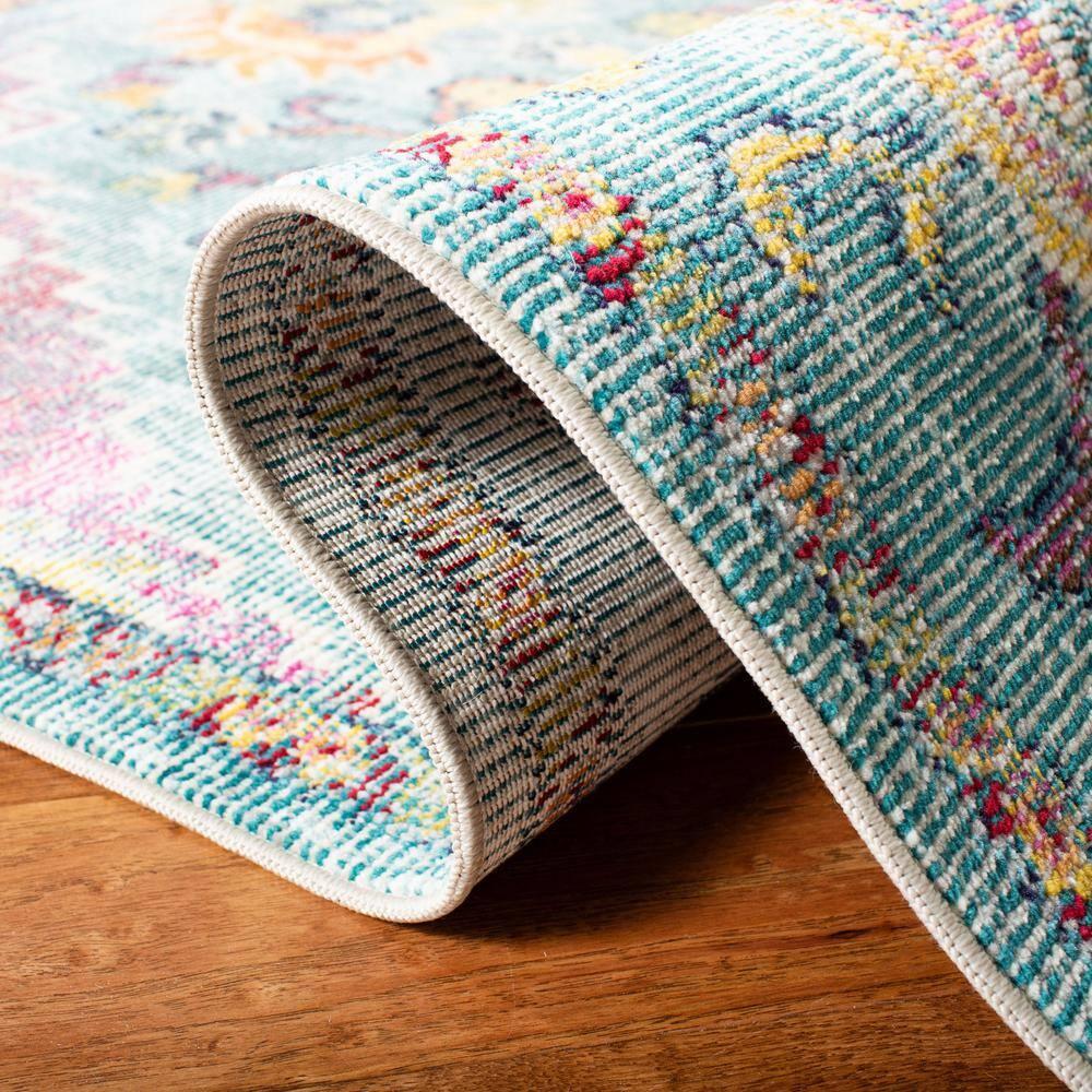 Crystal CRS501 Loomed Indoor Area Rug - Teal/Orange - 7'x7' Round - Safavieh