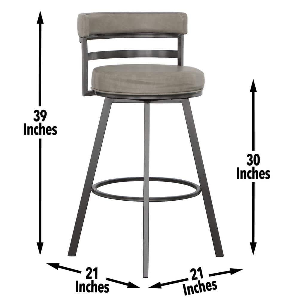 Steve Silver Gene Metal and Beige Faux Leather Swivel Bar Stool