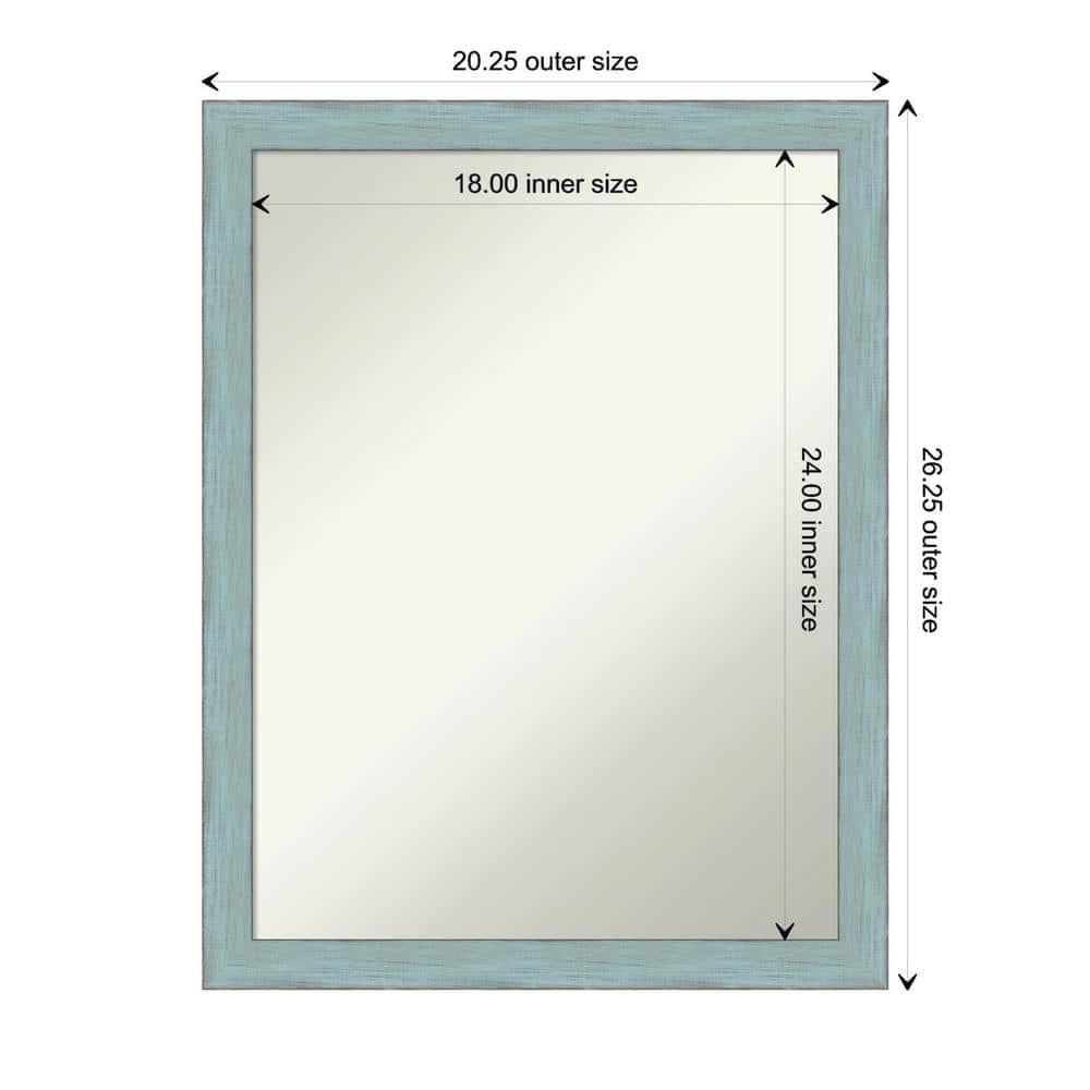 20" x 26" Non-Beveled Sky Blue Rustic Wood Bathroom Wall Mirror - Amanti Art: Rectangle Vanity Decor with Mounting Hardware