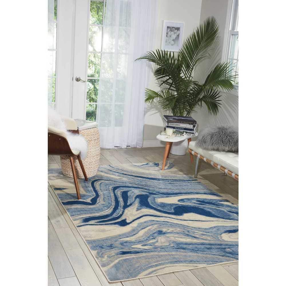 Nourison Somerset Abstract Light Blue 5'3" x 7'5" Area Rug, (5x7)