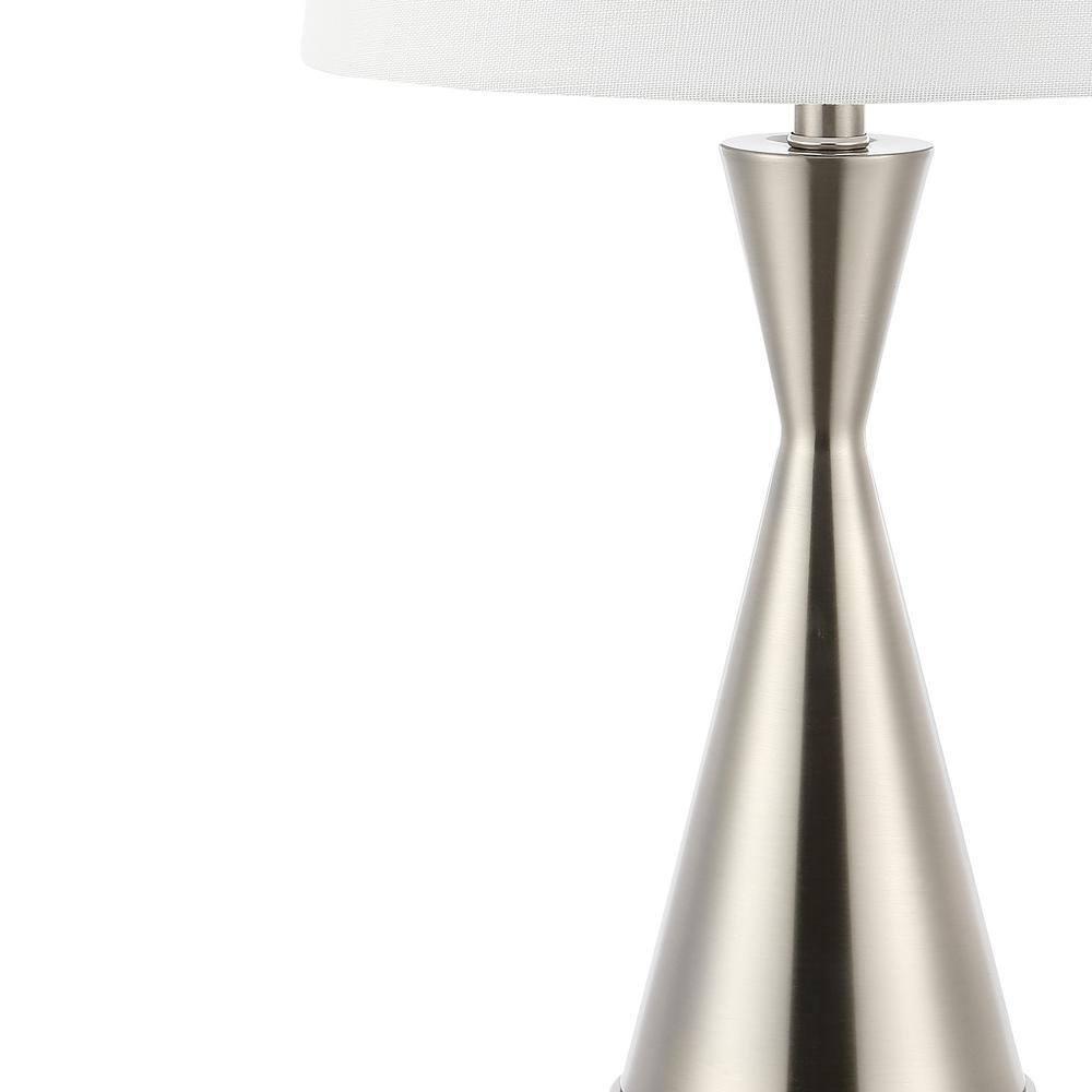 JONATHAN Y JYL4046A-SET2 Colton 26" Classic French Country Iron LED Table Lamp with USB Charging Port, for living room, dinning room, bedroom, office Bulb Included, Nickel (Set of 2)