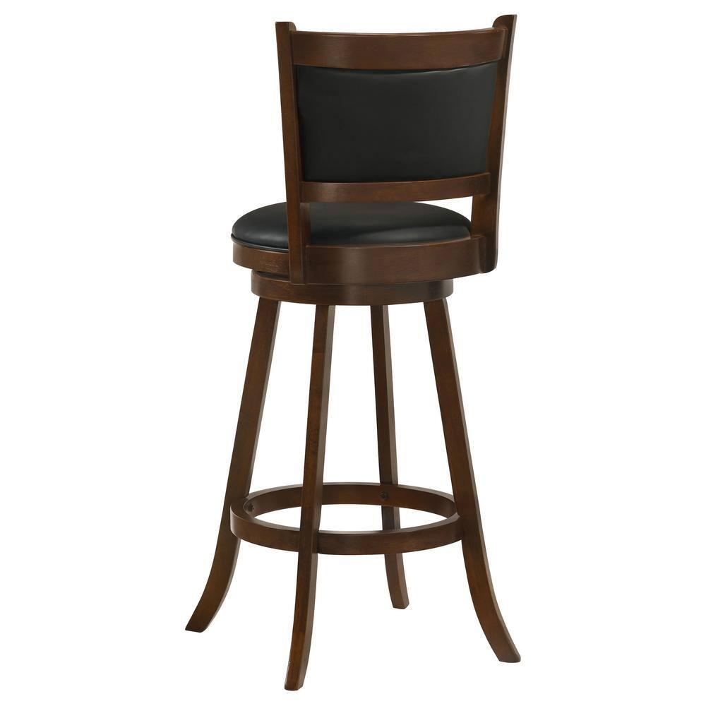 Coaster Upholstered Faux Leather Swivel Bar Stools in Black