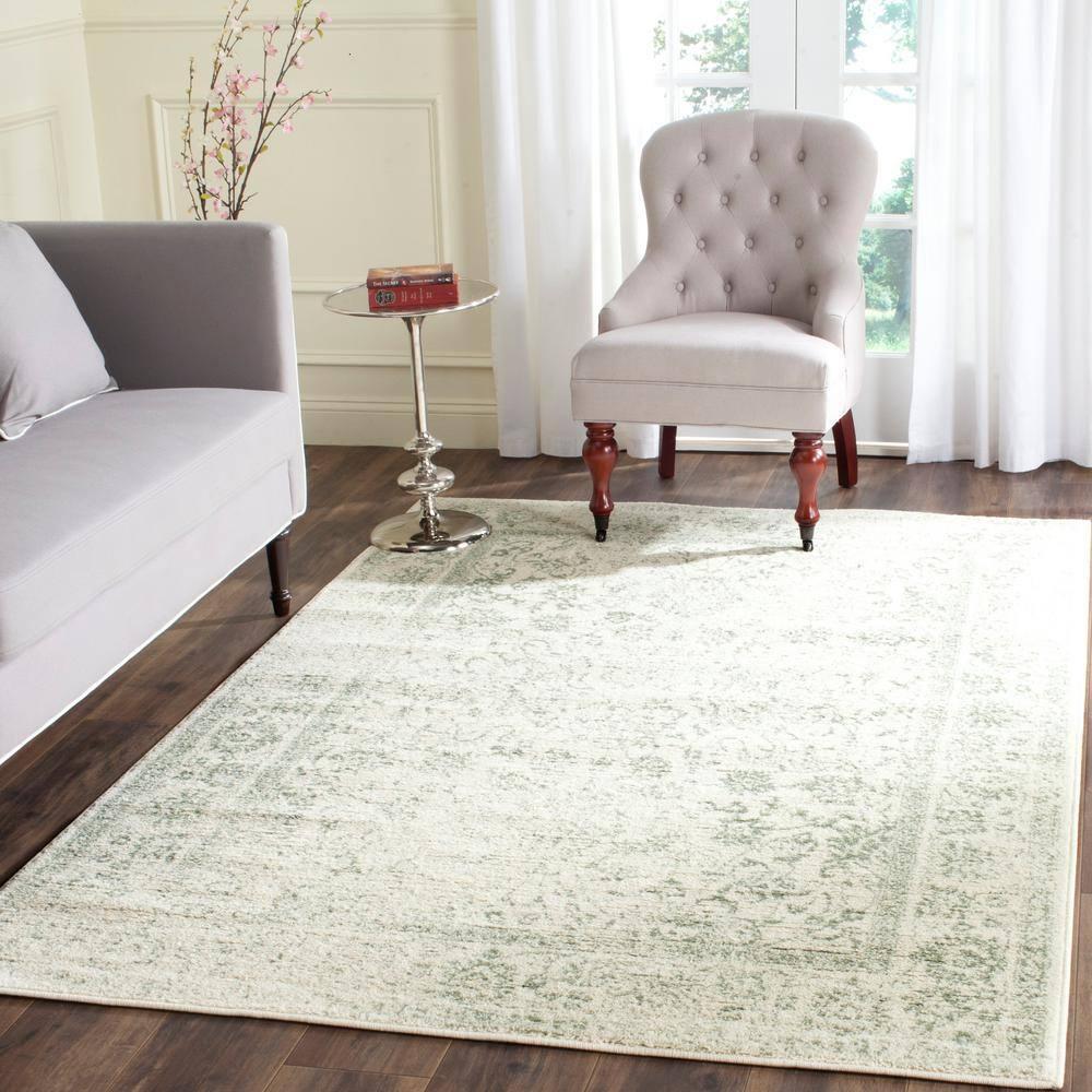 SAFAVIEH Adirondack Wyatt Distressed Area Rug, Ivory/Sage, 3' x 5'