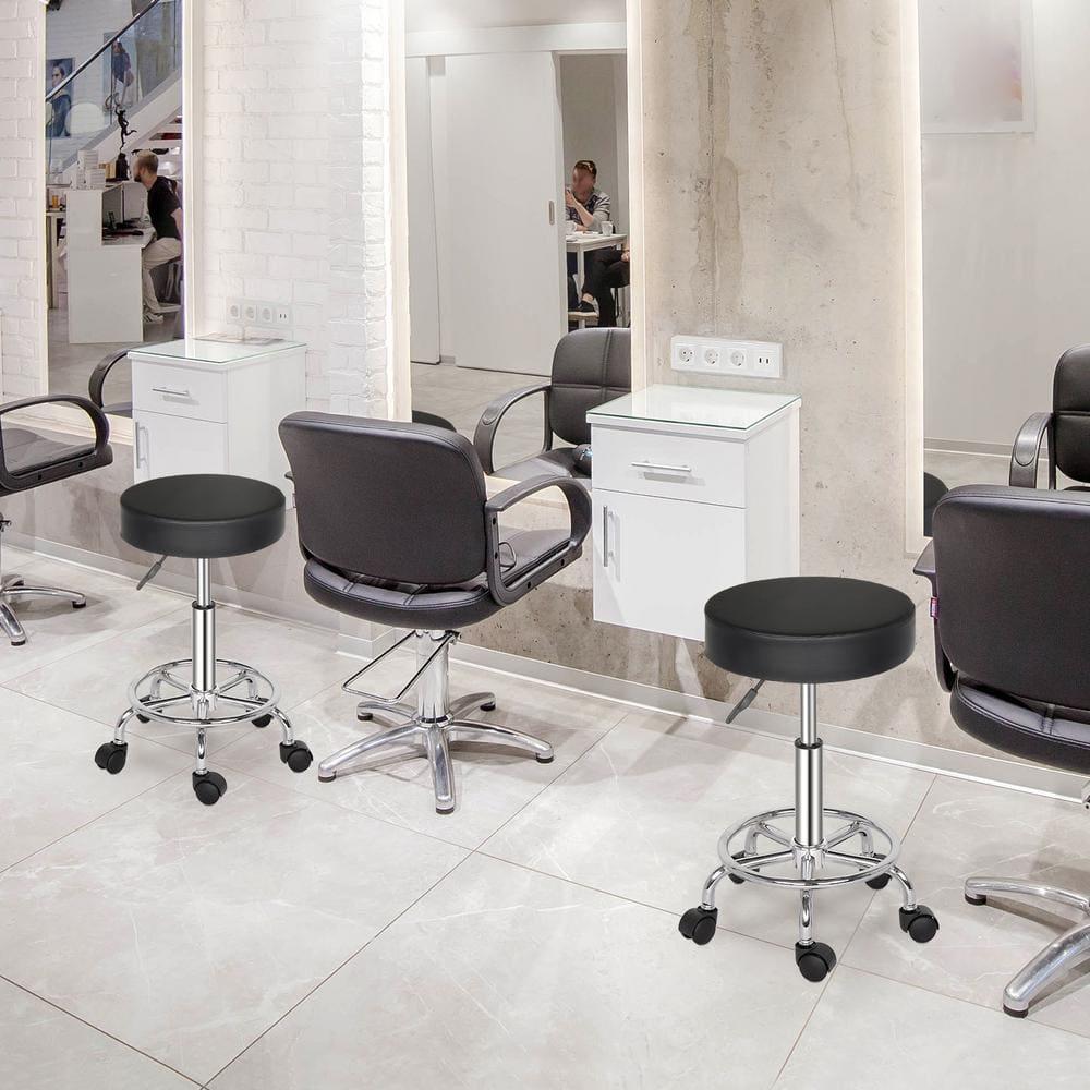 Lowestbest Bar Stool, Adjustable Swivel Chair with Round Feet, Modern Salon Chair Hydraulic Rolling