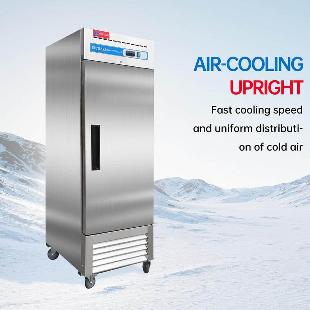 WESTLAKE 27" W Commercial Refrigerator Stainless Steel Reach in Solid Single Door Upright Fan Cooling 23 Cu.ft Cooler for Restuarant, Bar, Shop, etc