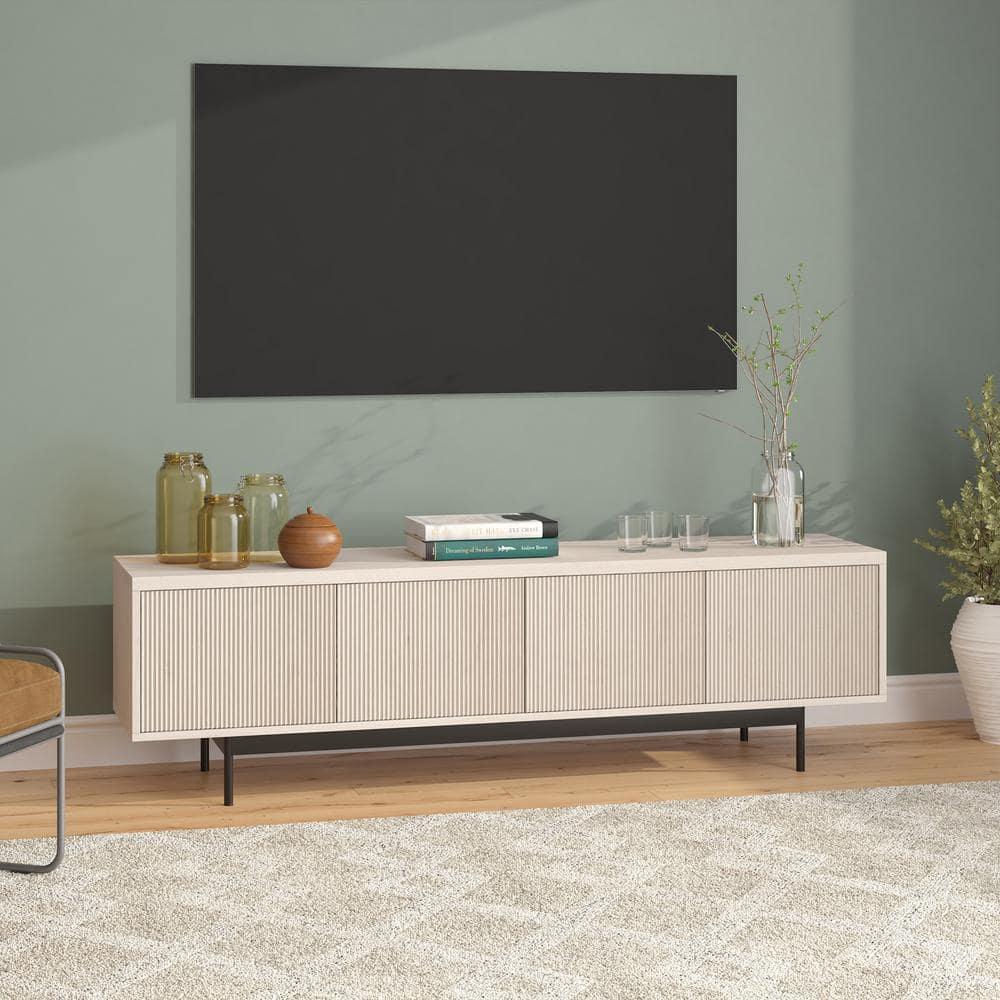 Evelyn&Zoe Whitman Rectangular TV Stand for TV's up to 75", Alder White