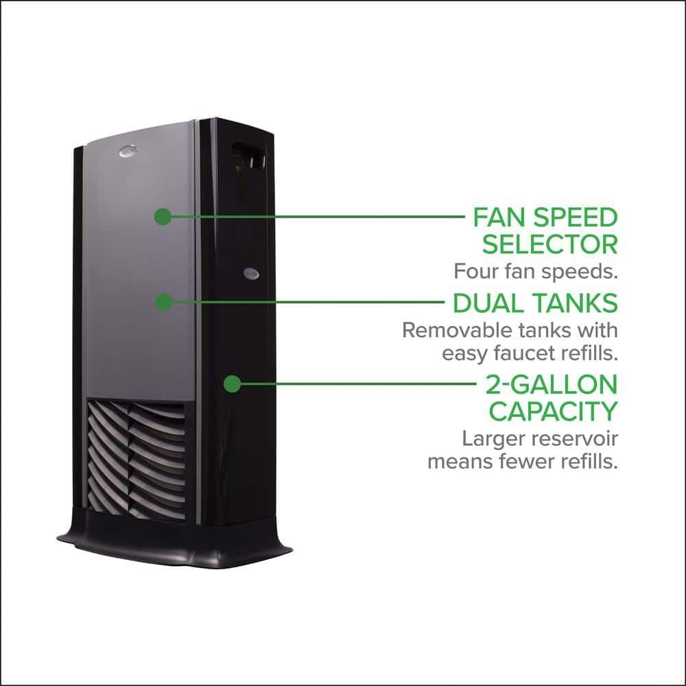 AIRCARE D46 720 Humidificador Evaporativo Tower para 1200 Pies Cuadrados, Titanio/negro