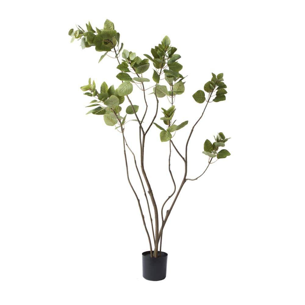 Vickerman 4' Artificial Green Potted Cotinus Coggygria Tree. In a 5"Lx5"Wx5"H base.