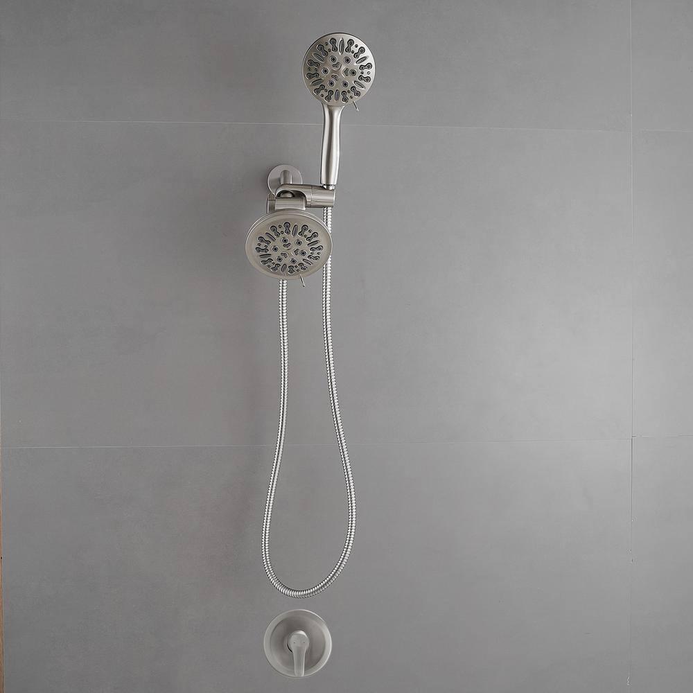 Single Handle 1-Spray Round Rain Shower Faucet Combo Set with Dual Function Pressure Balance Valve
