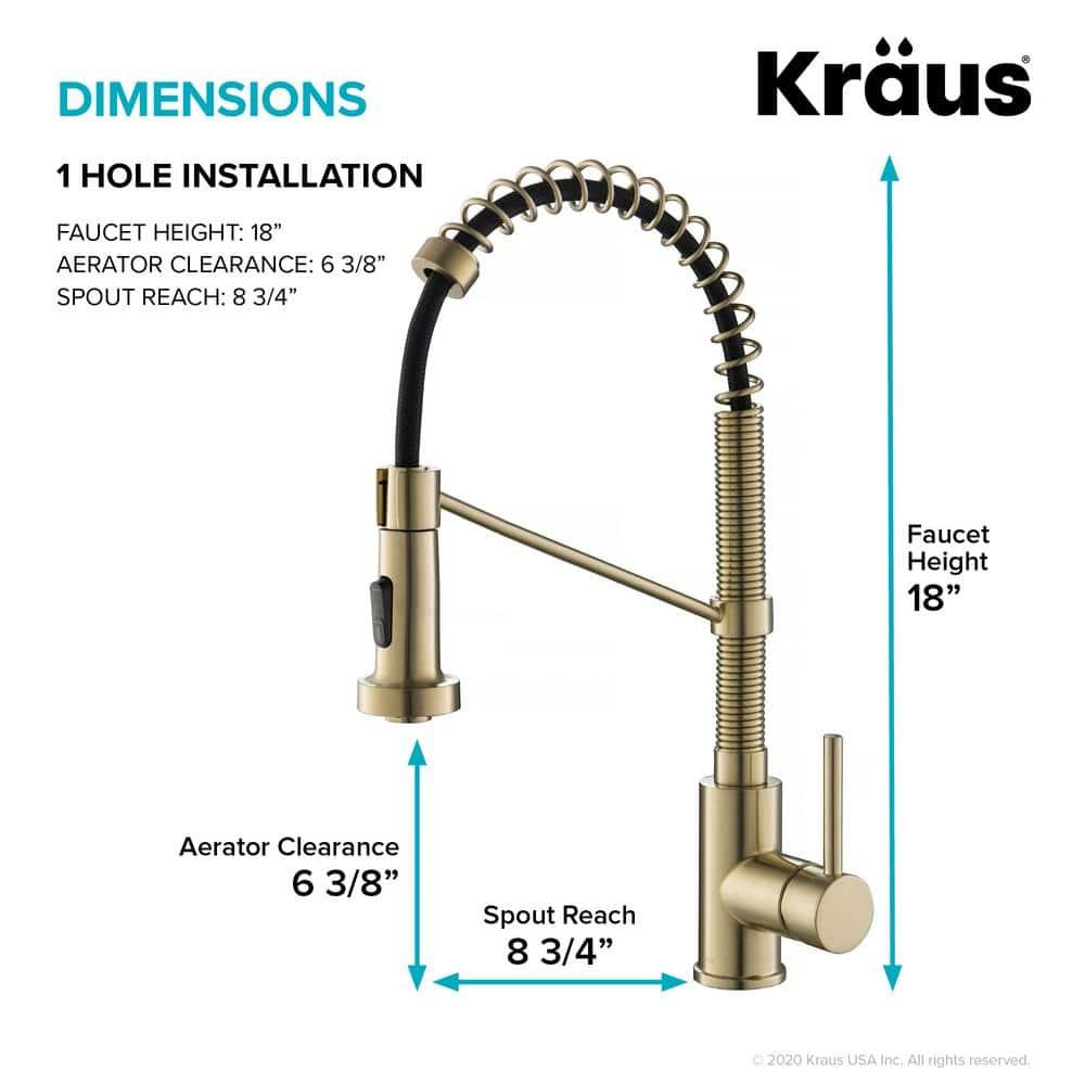 KRAUS Bolden Commercial Style 2-Function Single Handle Pull Down Kitchen Faucet with Soap Dispenser