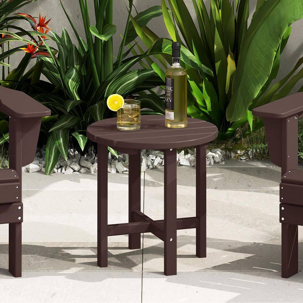 Polytrends   Altura Eco-friendly All Weather  Round 18" Side Table Dark Brown
