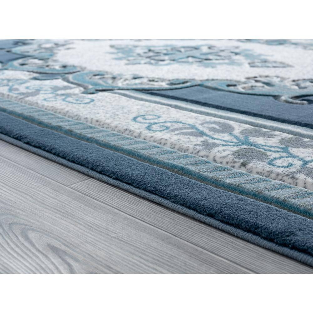 Designer Home Swan Area Rug 2050 10563 Fallon Aqua Medallion Curls 7' 10" x 10' 6" Rectangle