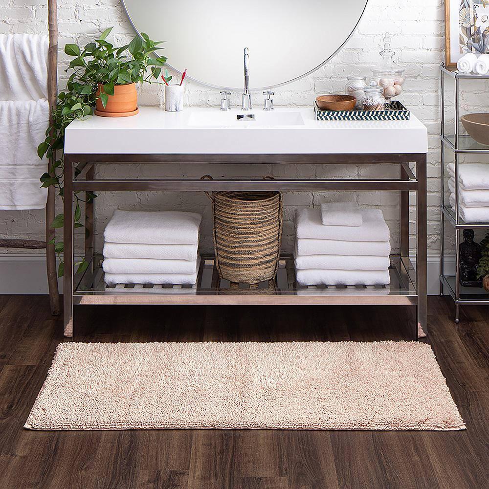 Blush Cotton High-Pile 24" x 60" Bath Rug