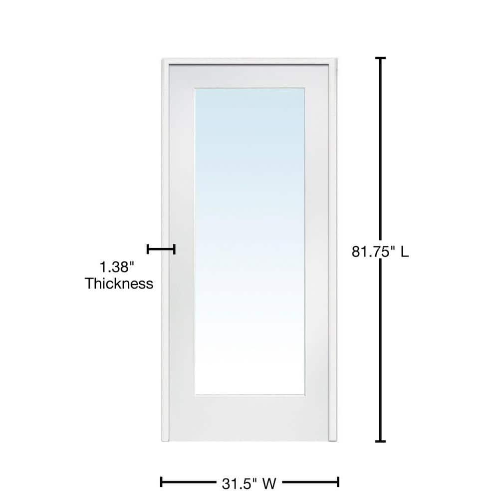 National Door Company ZZ09296L Primed MDF 1 Lite Clear Glass, Left Hand Prehung Interior Door, 30" x 80"