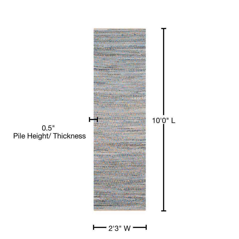 Cape Cod CAP350 Hand Woven Runner Rug - Natural/Blue - 2'3"x10' - Safavieh.