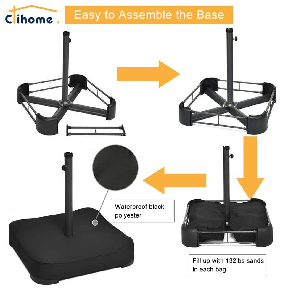 15 Ft Patio Market Umbrella with Base