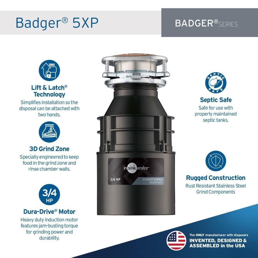 InSinkErator Badger 5XP 3/4 HP Continuous Feed Garbage Disposal