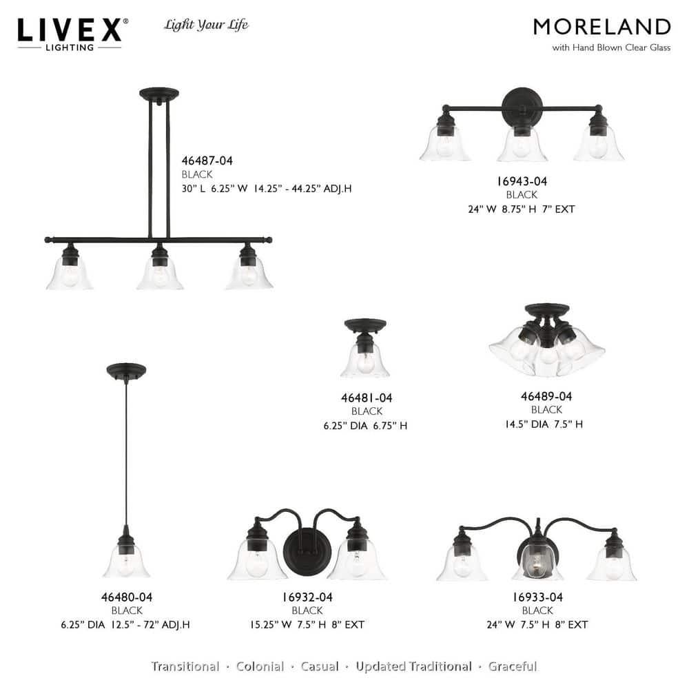 Livex Lighting Moreland 1 - Light Semi-Flush Mount in  Black