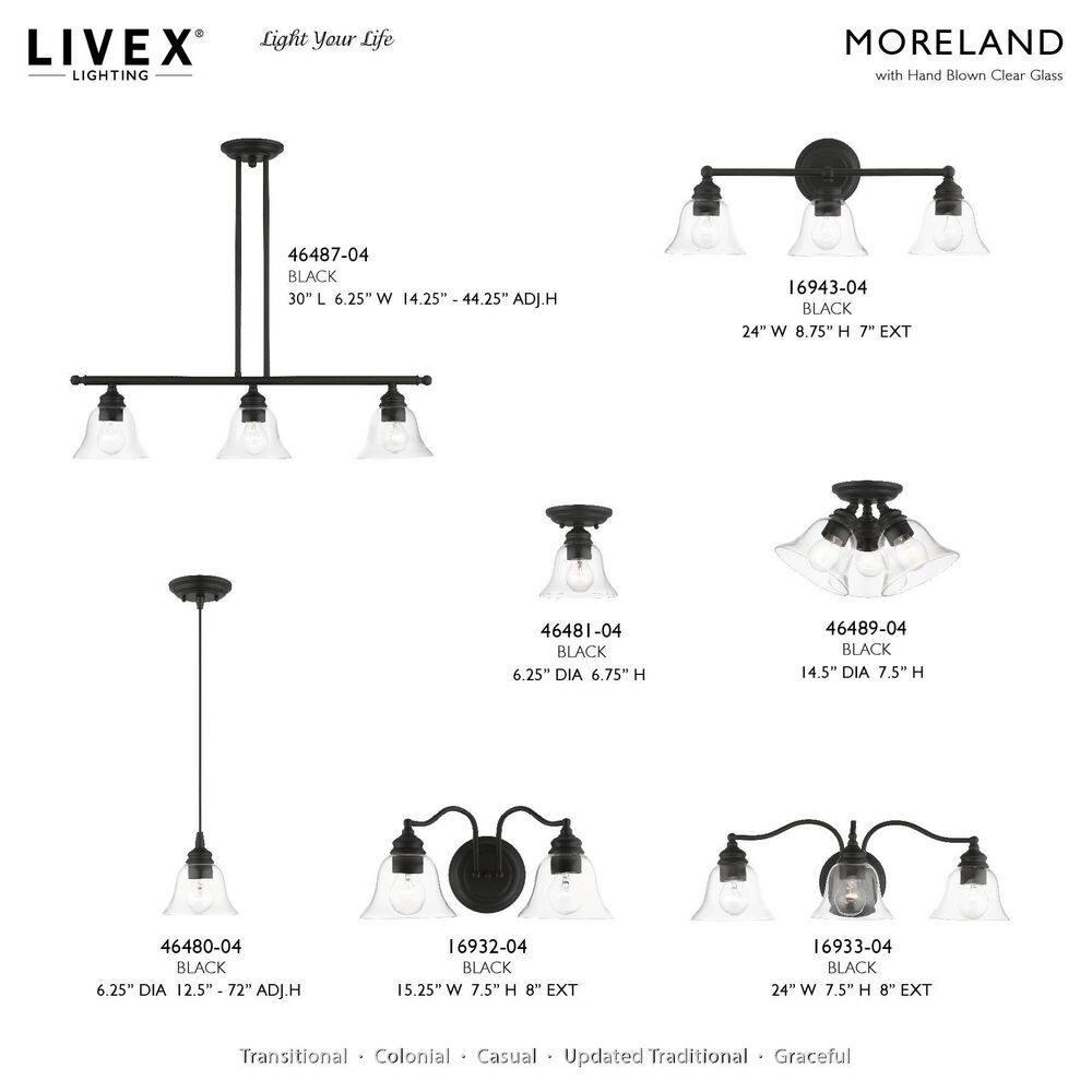 Livex Lighting Moreland 1 - Light Semi-Flush Mount in  Black