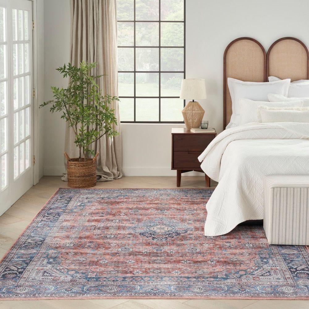 Nourison Washable Brilliance 7'10" x 9'10" Blue/Multi Vintage Indoor Rug