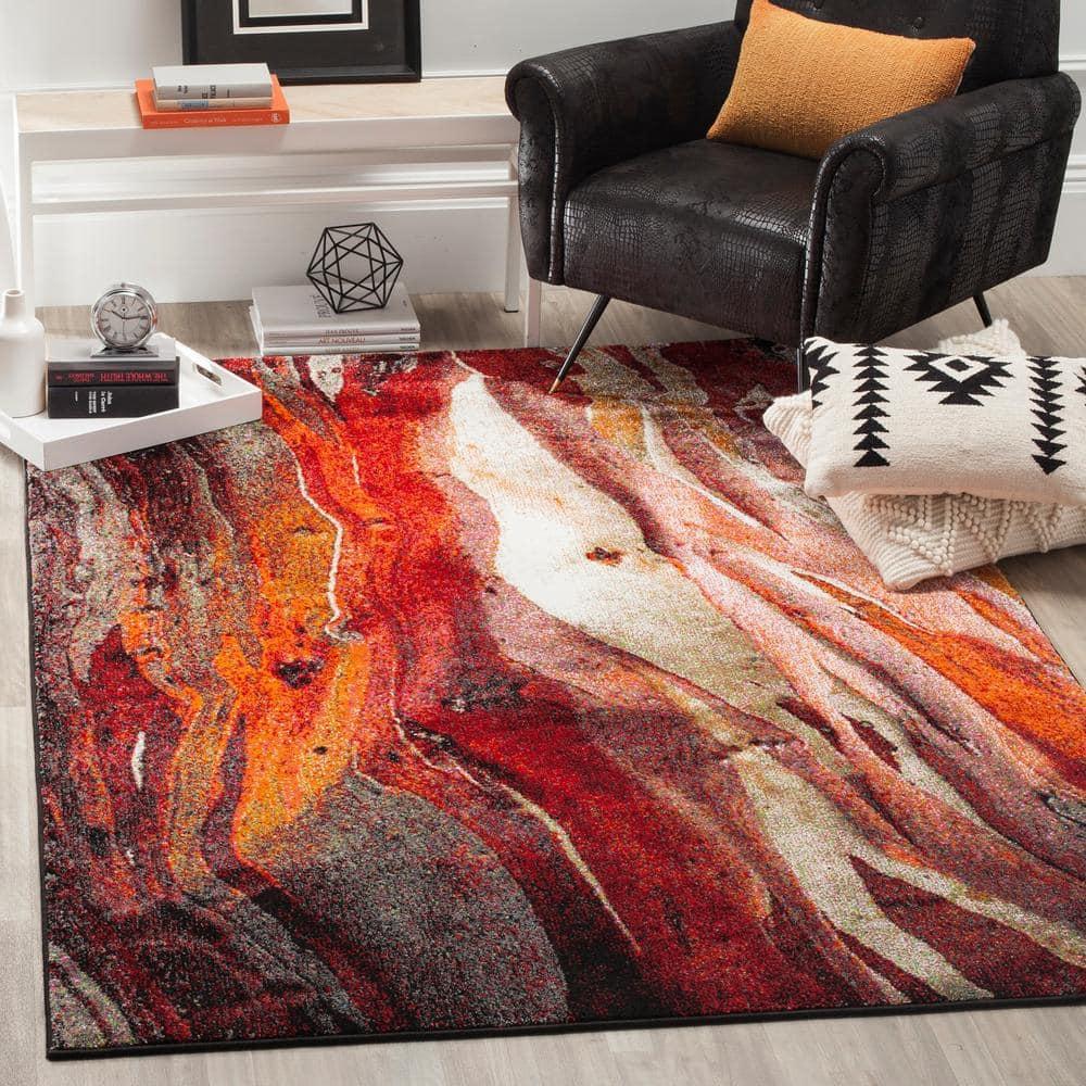 Glacier GLA126 Power Loomed Area Rug - Red/Multi - 9'x9' - Safavieh.