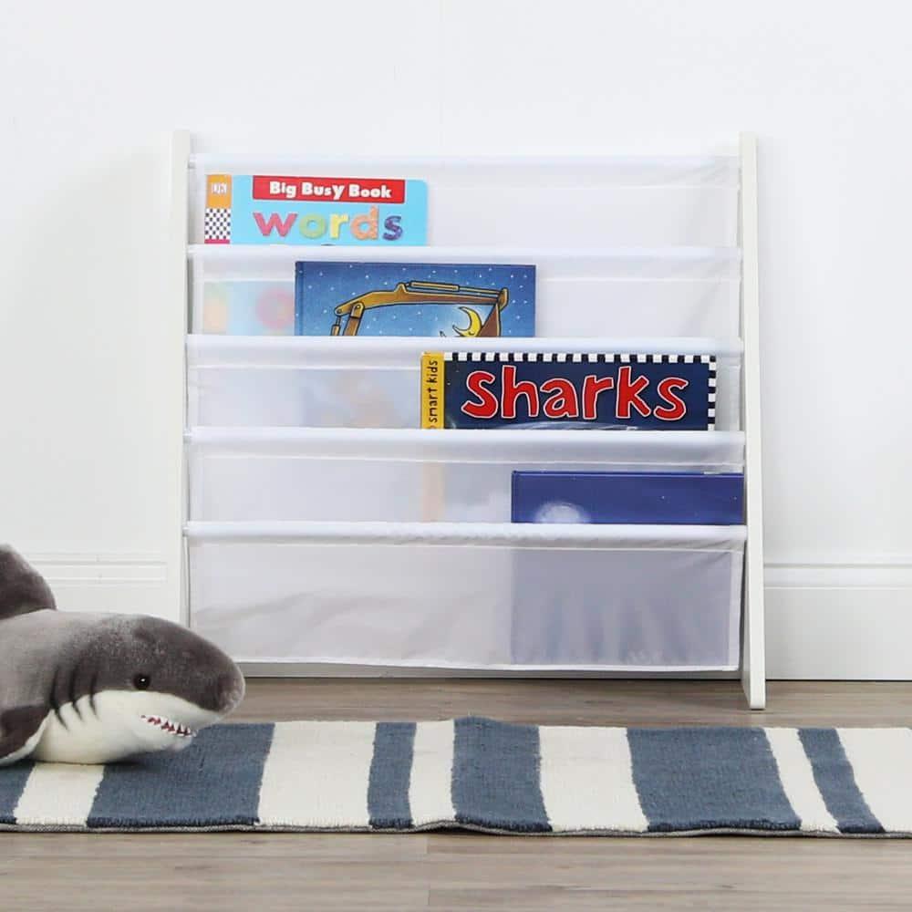 Kids' Book Rack Cambridge Collection White - Humble Crew: Toddler Decorative Bookshelf, 4 Shelves, MDF Material