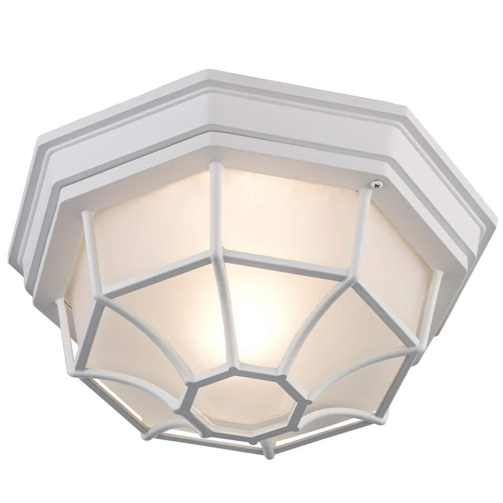 Contemporary White Glass 11" Flush-Mount Ceiling Light