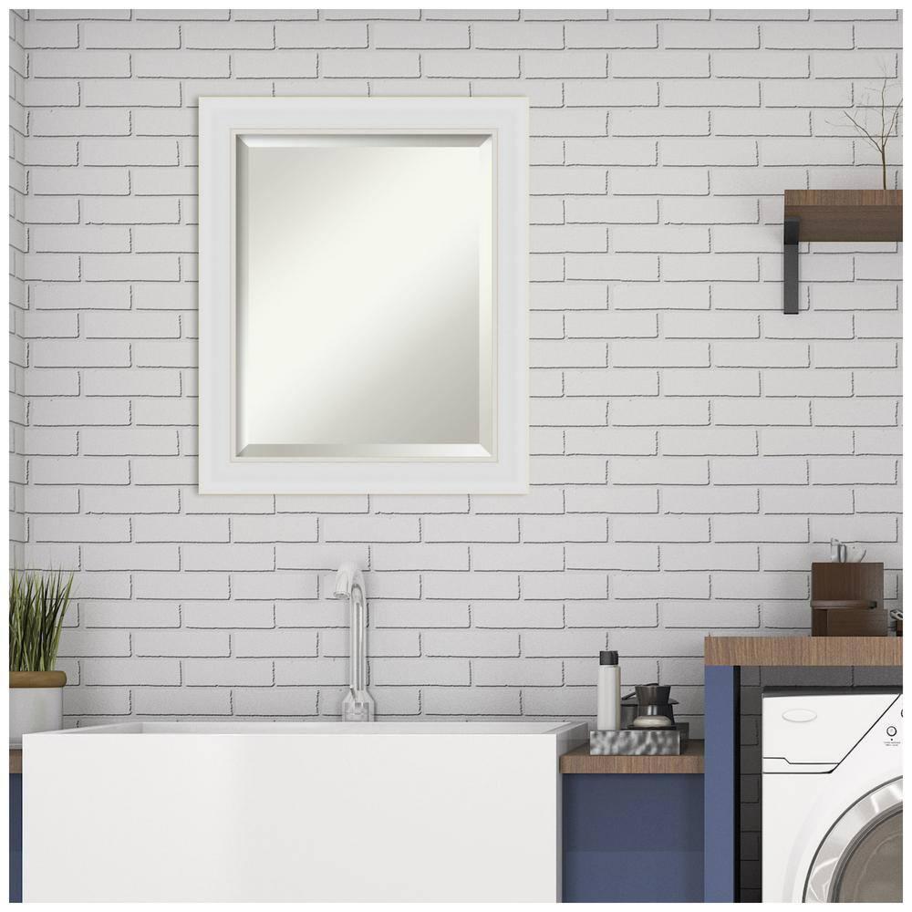 20" x 24" Flair Framed Bathroom Vanity Wall Mirror Soft White - Amanti Art: Modern Rectangle, Satin Finish, No Assembly Required