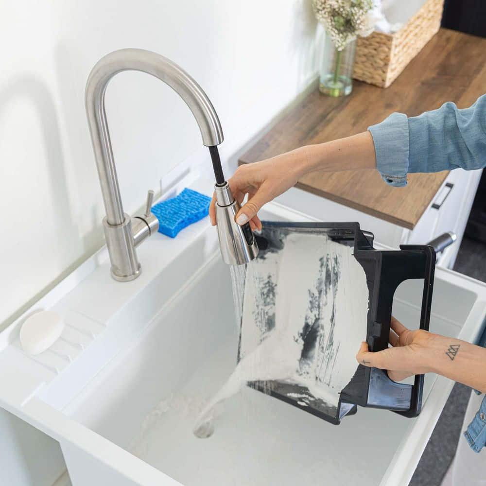 UTILITYSINKS Plastic 24" Freestanding Compact Utility Tub Sink for Workshop, Laundry Room, Garage, Greenhouse & Pet Wash Station, White