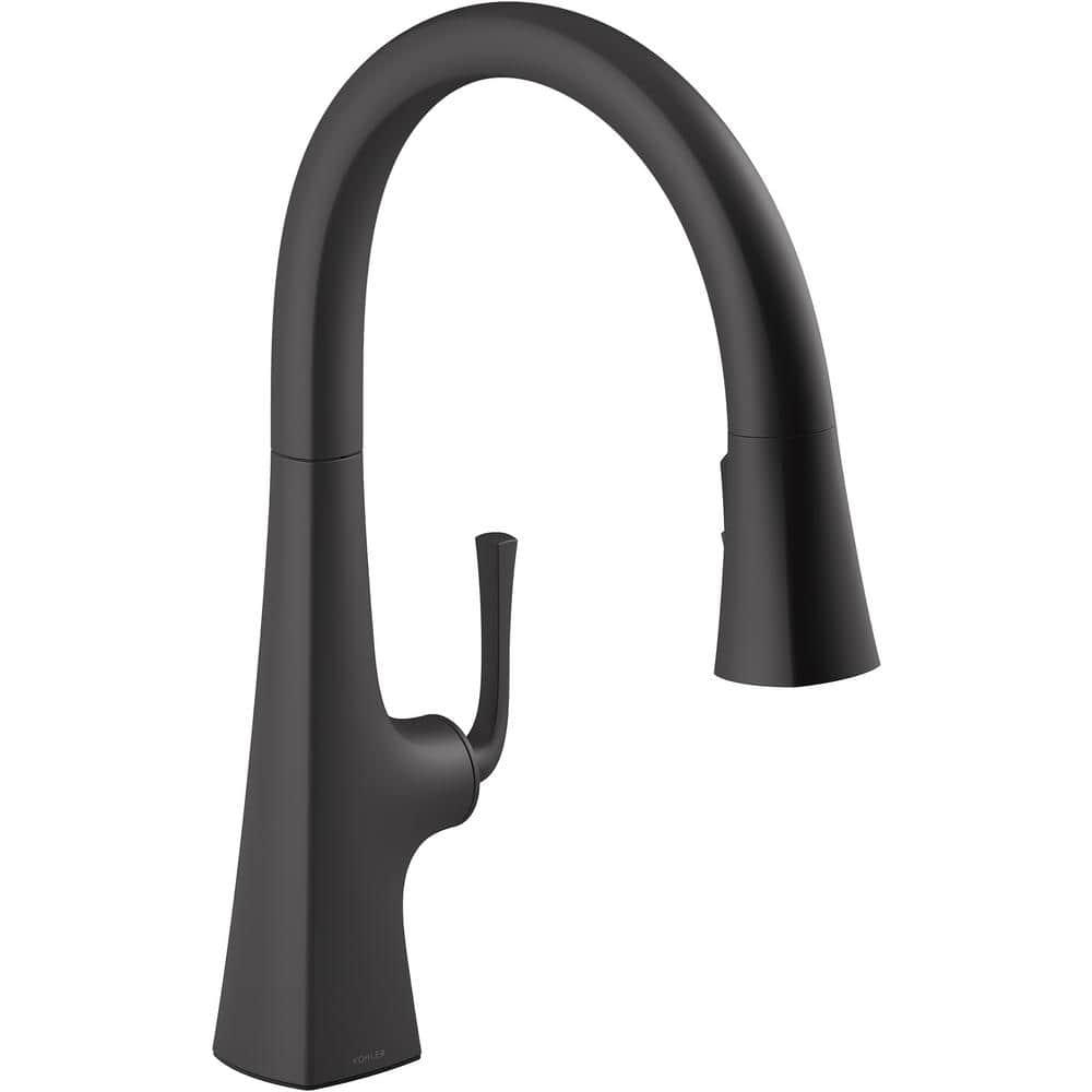Graze Pull-Down Single Handle Kitchen Faucet With Three-Function Sprayhead With Accessories