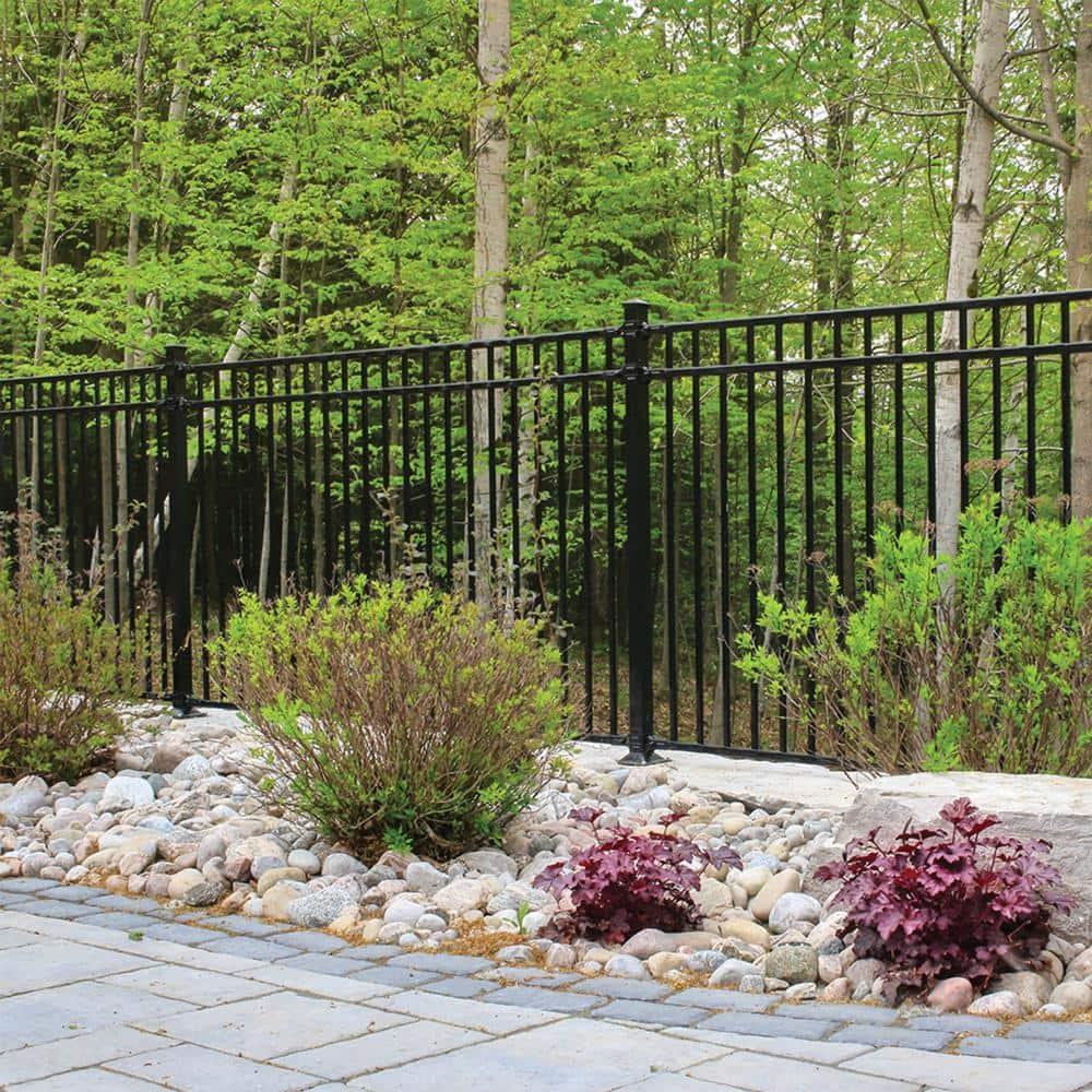 Nuvo Iron 5-ft H x 6-ft W Textured black finish Galvanized steel Containment Gate Spaced picket Fence panel