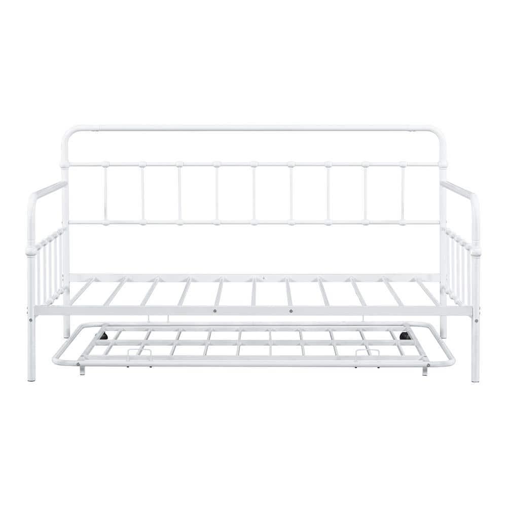 Furniture of America Choste Metal 2-Piece Twin Daybed with Trundle Set up to 200 lbs, White
