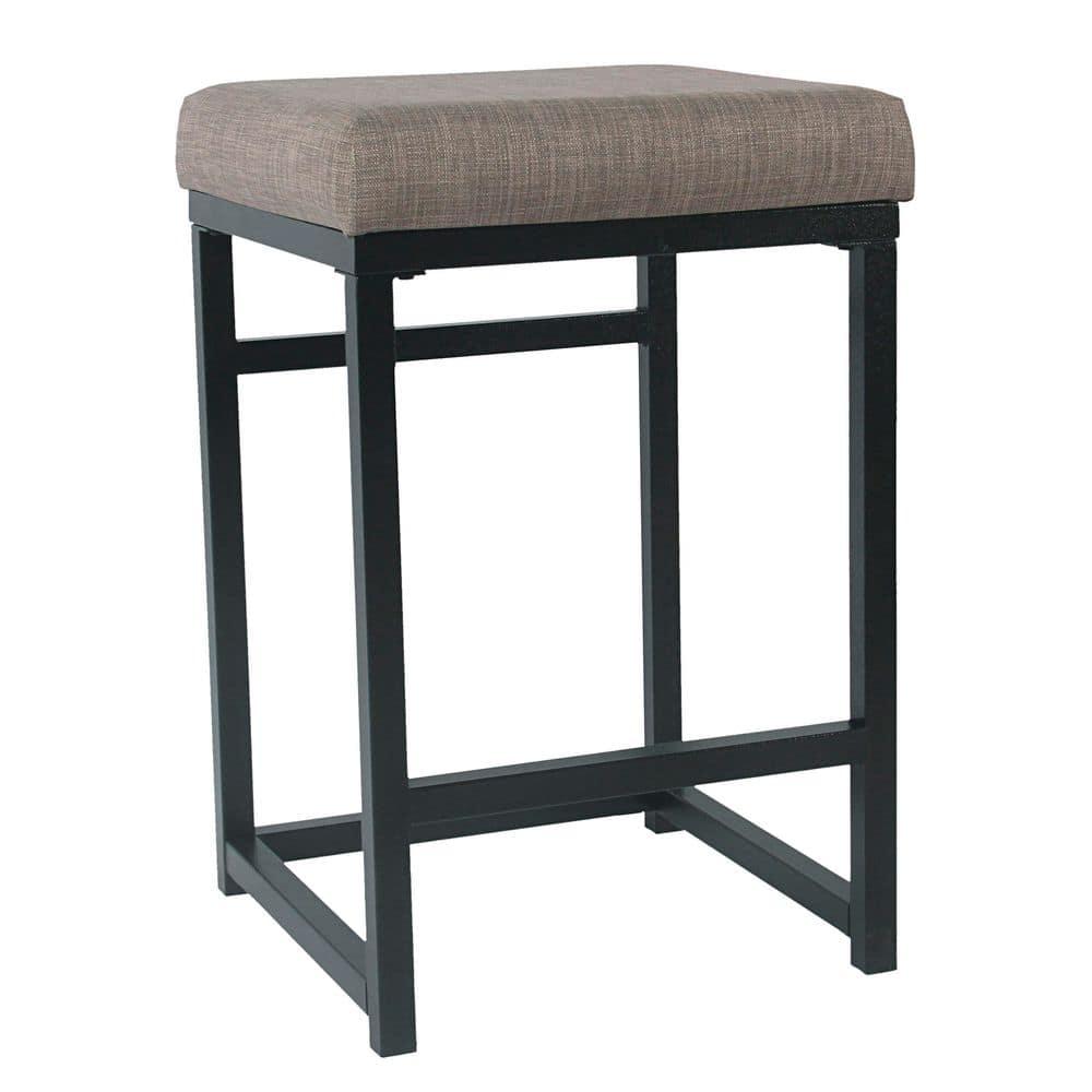 24" Open Back Metal Counter Height Barstool Dark Gray - HomePop: Kitchen Island Seating