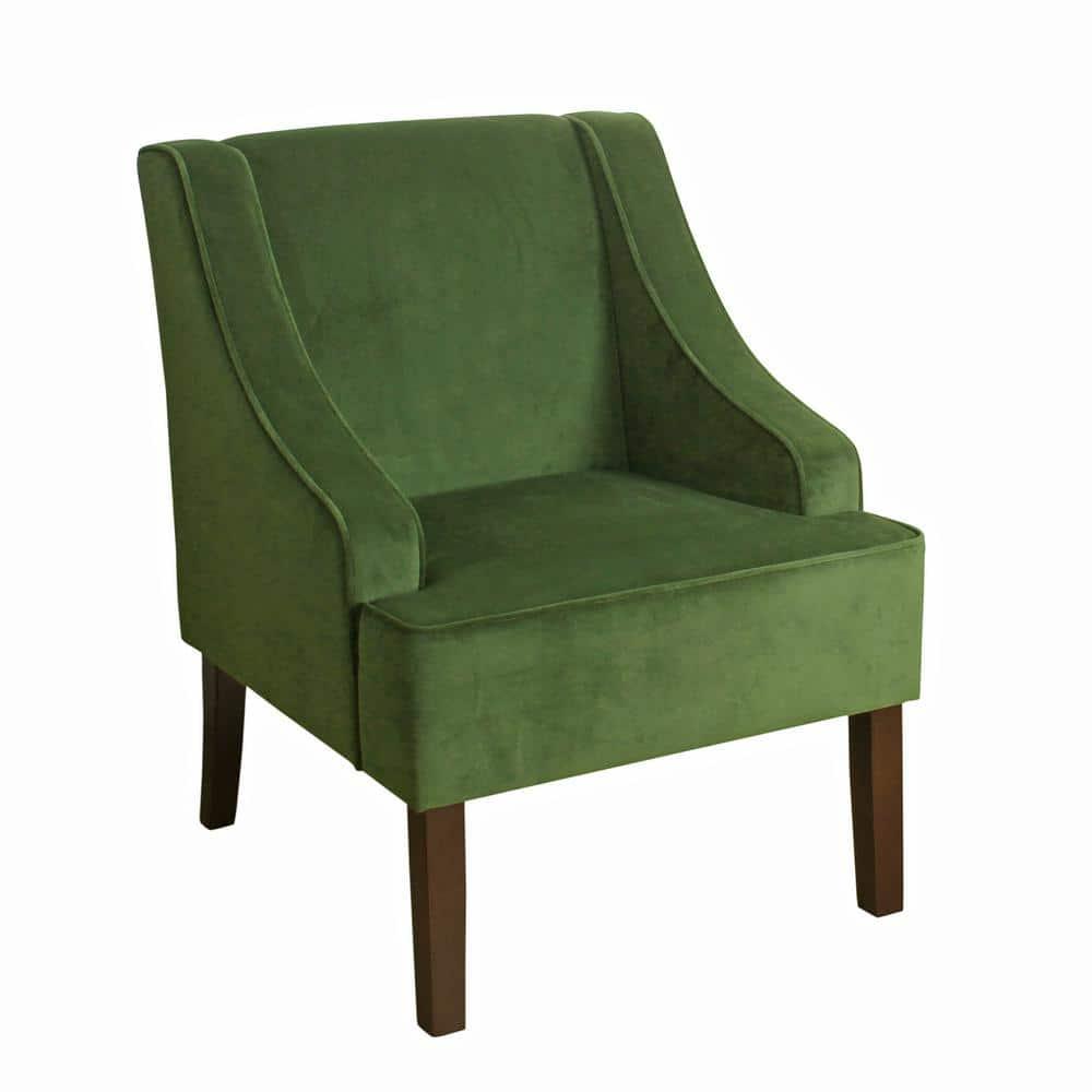 Velvet Swoop Armchair Forest Green - HomePop: Elegant Side Arms, Wood Legs, 250lb Capacity