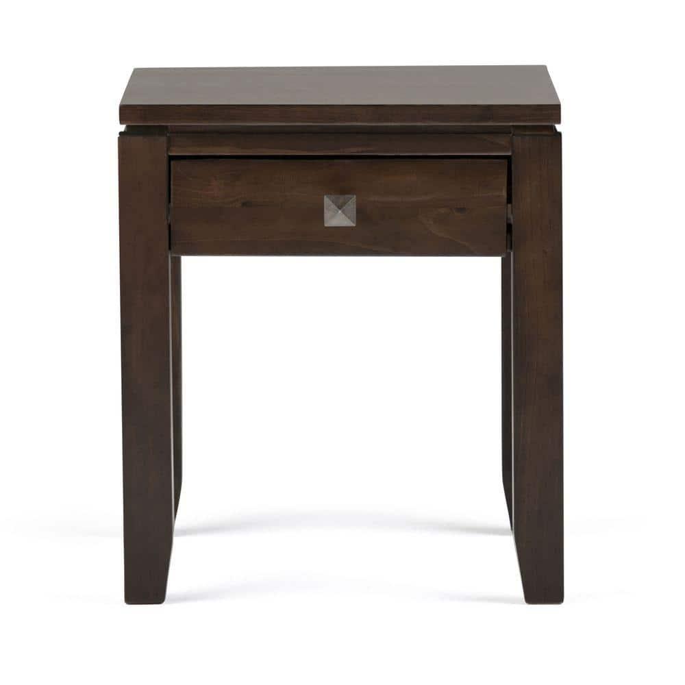 Simpli Home Cosmopolitan 18"W Solid Wood Contemporary Square End Table with Drawer