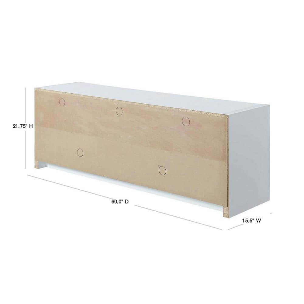 Convenience Concepts Newport Marbella 60 inch TV Stand with Cabinets and Shelves, White