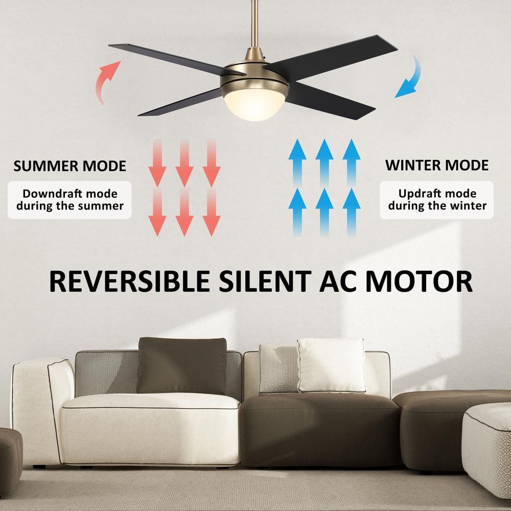 SMAAIR 48" Gold Ceiling Fan with Light and Wall Control for Smart Home