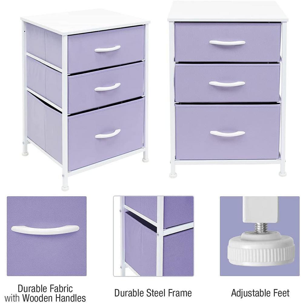 Sorbus Sorbus 3 Drawers Nightstand with Steel Frame, Wood Top & Fabric Bins