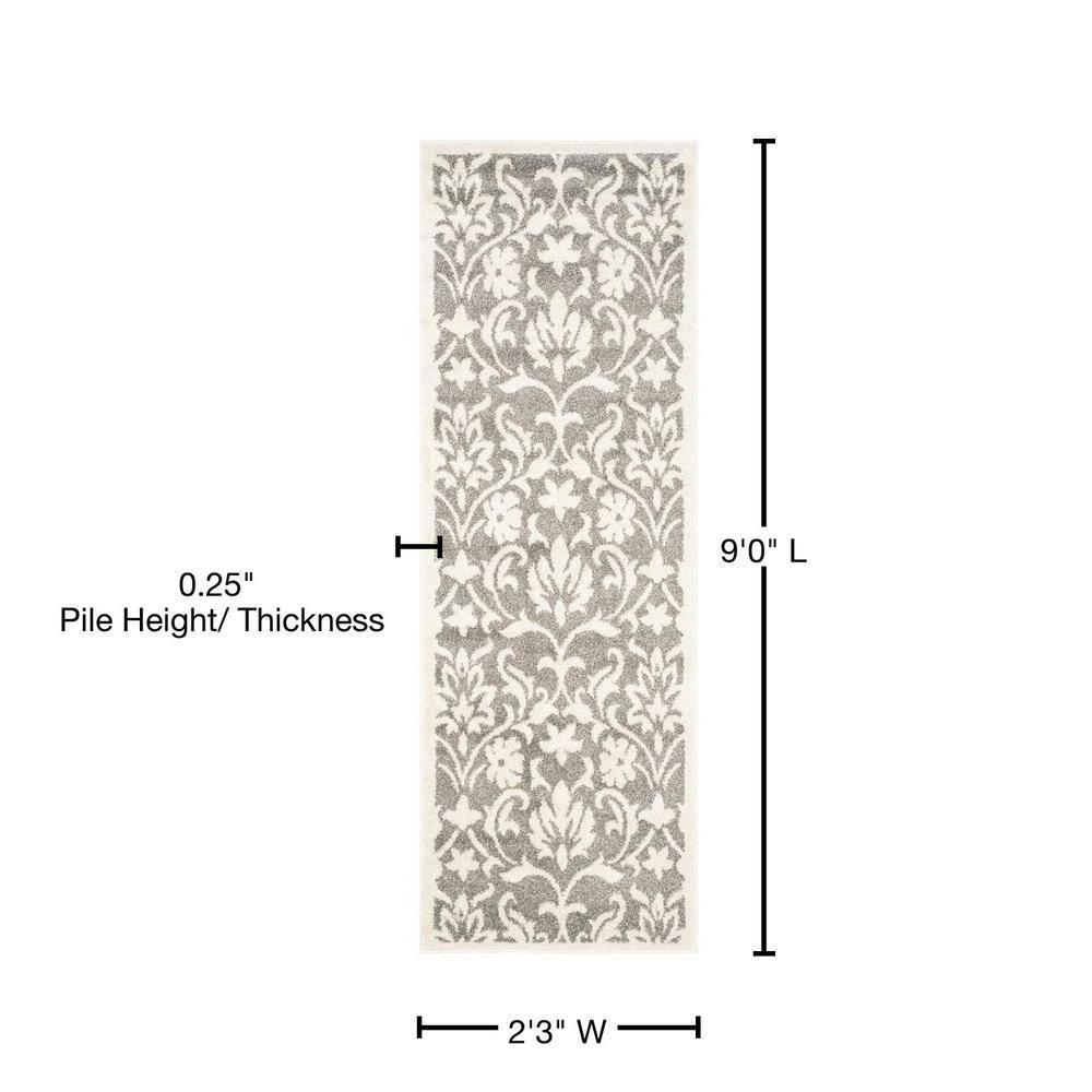 Amherst AMT424 Power Loomed Indoor Runner Rug - Dark Grey/Beige - 2'3"x9' - Safavieh