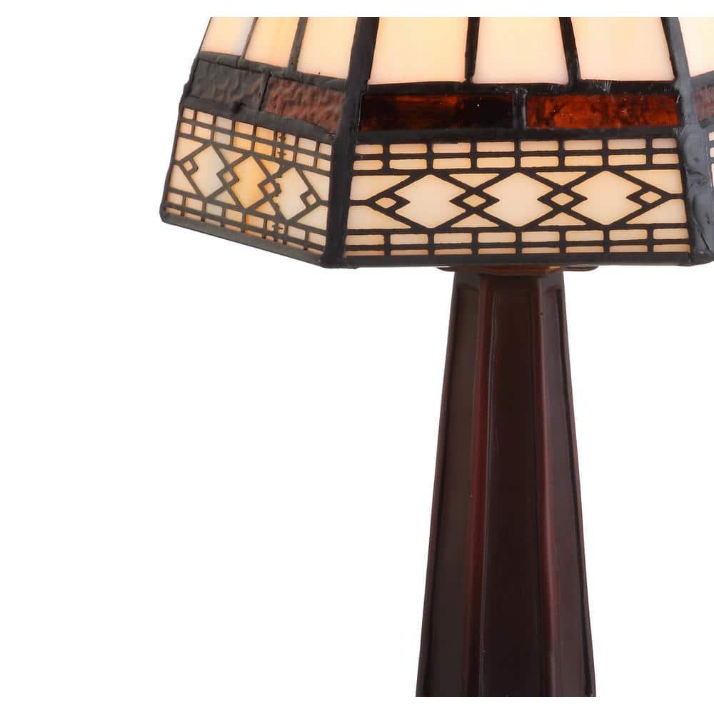 JONATHAN Y JYL8016A Carter Tiffany-Style 12" LED Table Lamp, Traditional, Classic, Cottage, Vintage for living room, dinning room, bedroom, office Bulb Included, Ivory/Cream