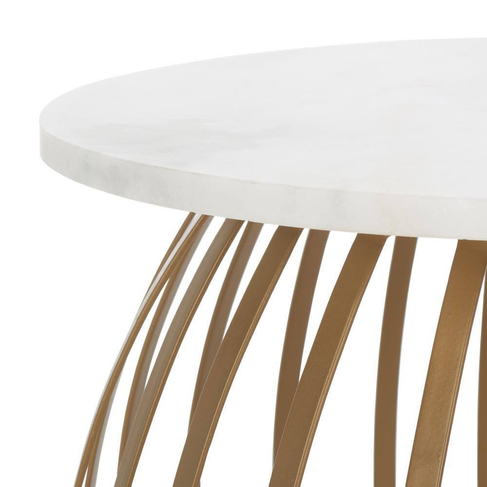 Explorer Round Accent Table - White Marble/Gold - Safavieh