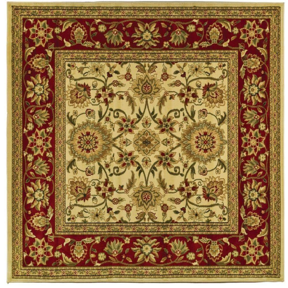 Lyndhurst LNH212 Power Loomed Area Rug - Ivory/Red - 6'x6' - Safavieh
