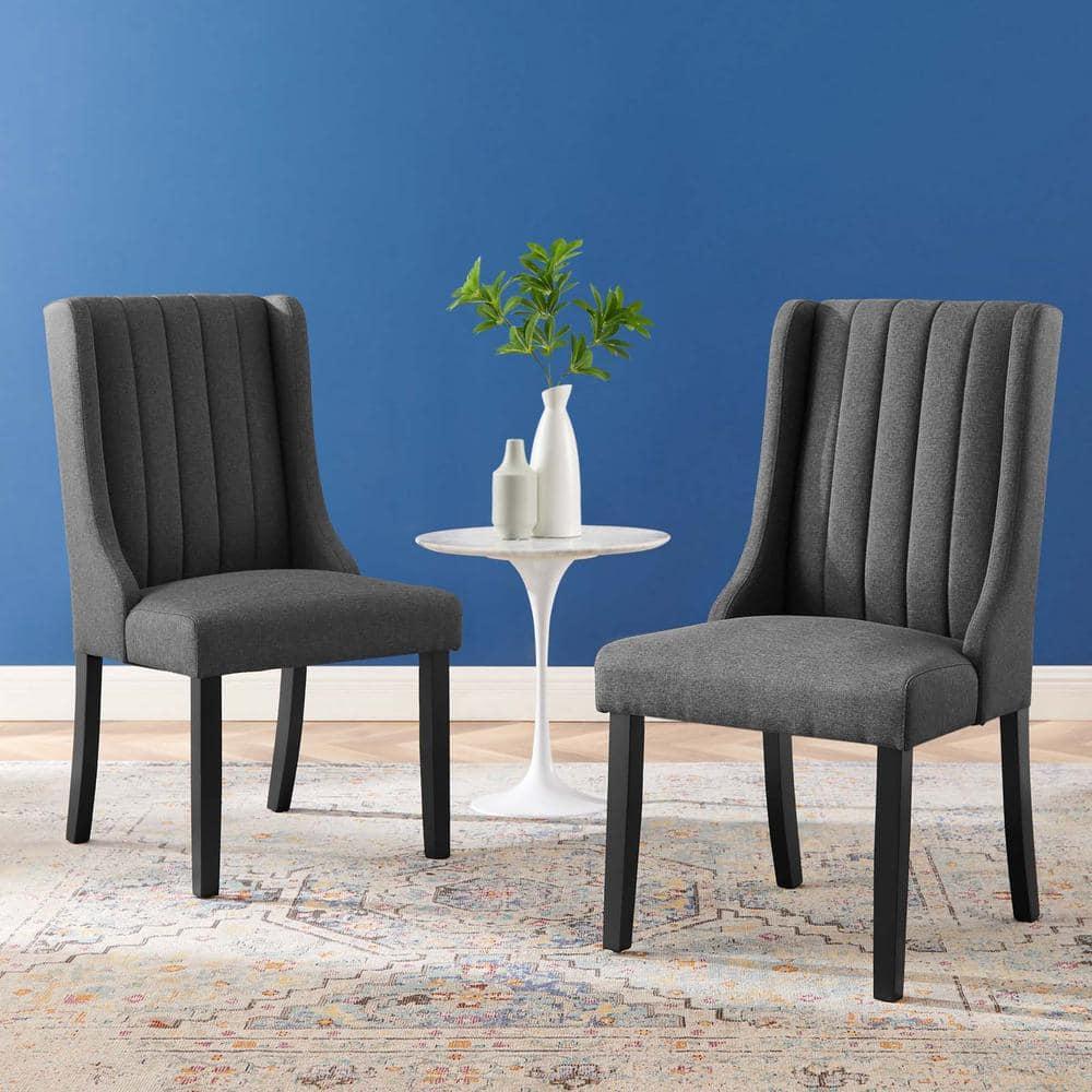 Modway Renew Parsons Fabric Dining Side Chairs - Set of 2 in Gray